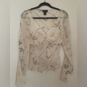 Limited Vintage Silk Cream Floral Women's Top
